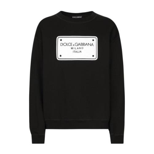 Dolce & Gabbana Svart Sweater Felpa Giroc.man.lung Black, Herr