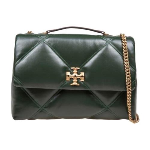 Tory Burch Grön Läder Quiltad Axelväska Green, Dam