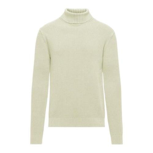 BomBoogie Varm Ribbad Bomull Turtleneck Beige, Herr