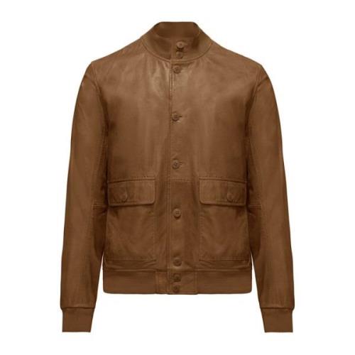 BomBoogie Leather Jackets Brown, Herr