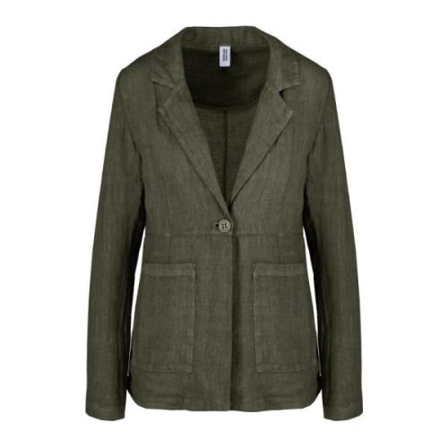 BomBoogie Linne Blazer Kvinnors Elegant Stilfull Green, Dam