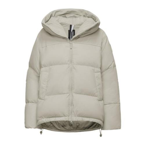 BomBoogie Nagoya Cape - Oversize Bi-Material Dunfylld Cape Beige, Dam