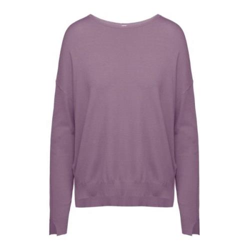 BomBoogie Tricot Stickad Båtringad Pullover Purple, Dam