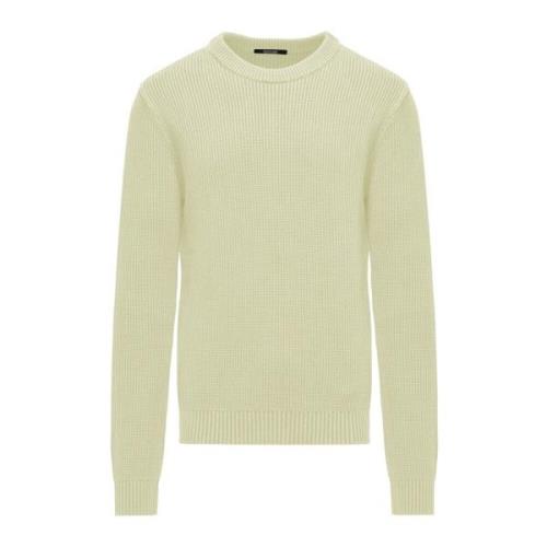 BomBoogie Varm Ribbad Bomull Crew Neck Sweater Beige, Herr