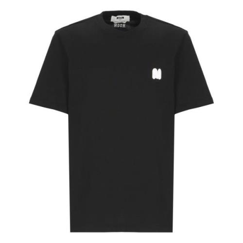 Msgm Svart Bomull T-shirt med Broderi Black, Herr