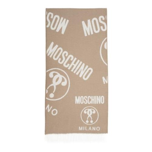 Moschino Logo Fransad Ullsjal Beige, Herr