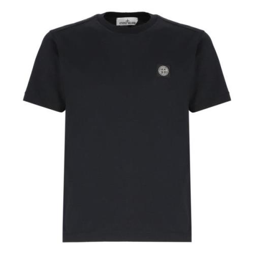 Stone Island Blå Bomull T-shirt med Logotyp Blue, Herr