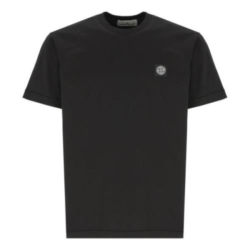 Stone Island Svart Bomull T-shirt med Logotyp Black, Herr