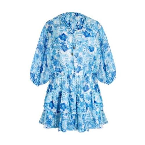 Vilebrequin Tahiti Flowers Ruffle Mini Klänning Blue, Dam