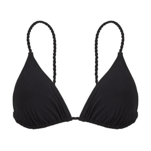 Vilebrequin Flätad triangel bikini topp med tofsar Black, Dam