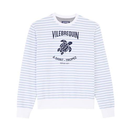 Vilebrequin Randig bomulls sweatshirt för män Blue, Herr