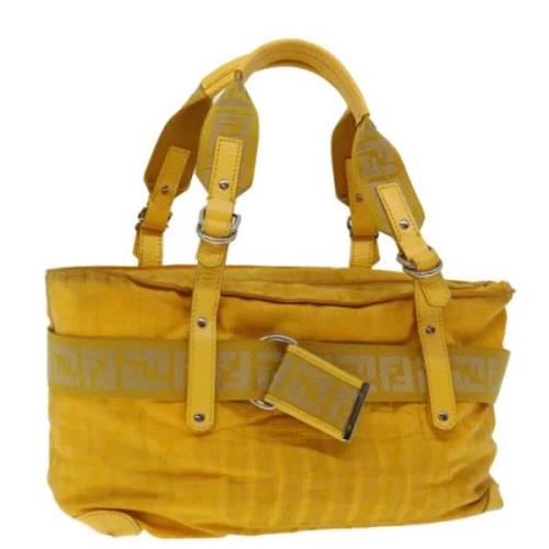 Fendi Vintage Pre-owned Canvas handvskor Yellow, Dam