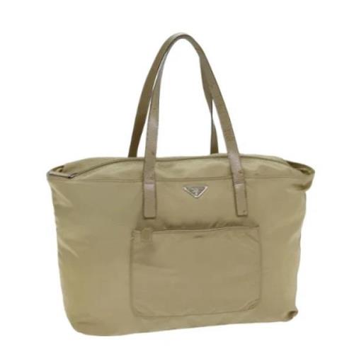 Prada Vintage Pre-owned Nylon totevskor Beige, Dam