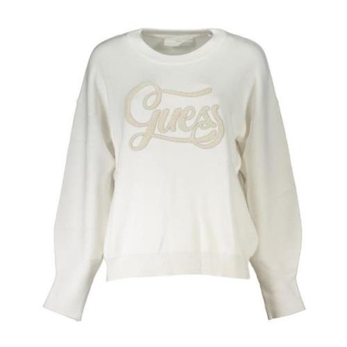 Guess Vit Broderad Crewneck Sweater White, Dam