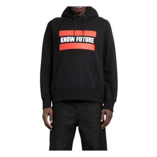 Sacai Know Future Grafisk Svart Hoodie Black, Herr