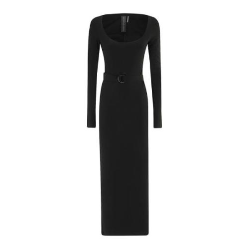 Norma Kamali Elegant Deep Scoop Neck Gown Black, Dam