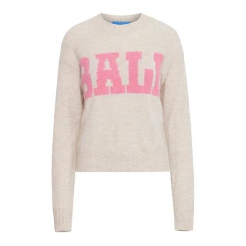 Ball Mjuk Stickad Pullover Blanc De Blanc White, Dam