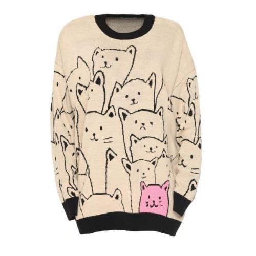 Cesare Gaspari Mysig Cat Oversized Jumper Beige, Dam