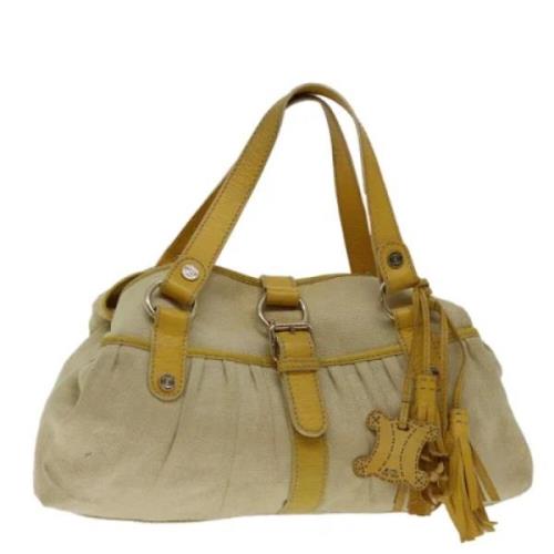 Celine Vintage Pre-owned Canvas handvskor Yellow, Dam