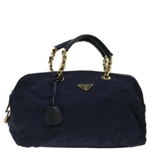 Prada Vintage Pre-owned Nylon handvskor Blue, Dam