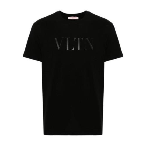 Valentino Garavani Svart Logo Print Crew Neck T-shirt Black, Herr