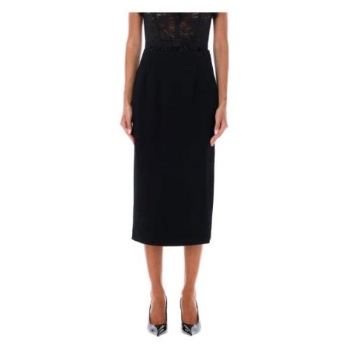 Alessandra Rich Svart Tweed Boucle Midi Kjol Black, Dam