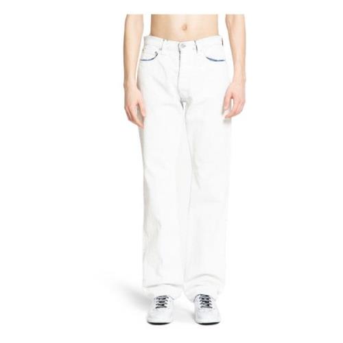 Maison Margiela Vit Målad Denim 5-Ficka Jeans White, Herr