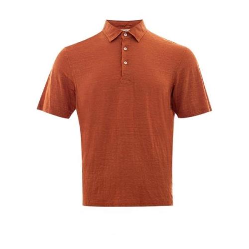 Gran Sasso Brun Linne Polo Skjorta Klassisk Stil Brown, Herr