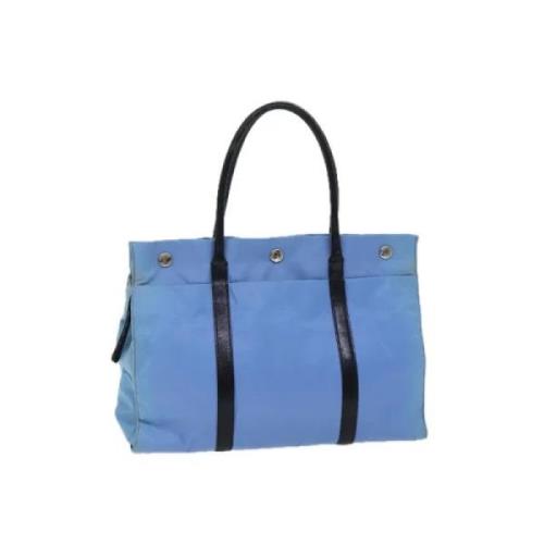 Prada Vintage Pre-owned Nylon handvskor Blue, Dam