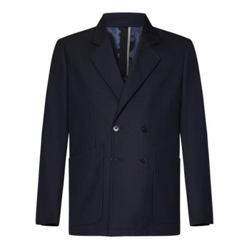 Low Brand Blå Dubbelknäppt Blazer Ytterkläder Blue, Herr