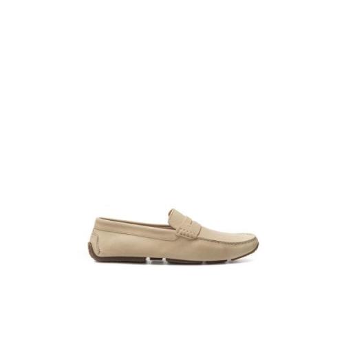 Bally Beige Läder Slip-On Loafers Beige, Herr