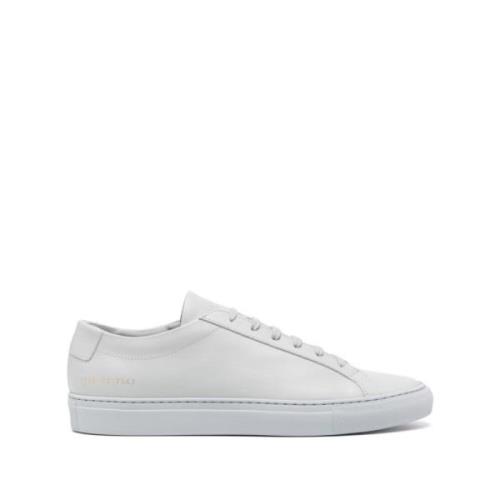 Common Projects Grå Läder Sneakers Snörning Rund Tå Gray, Herr