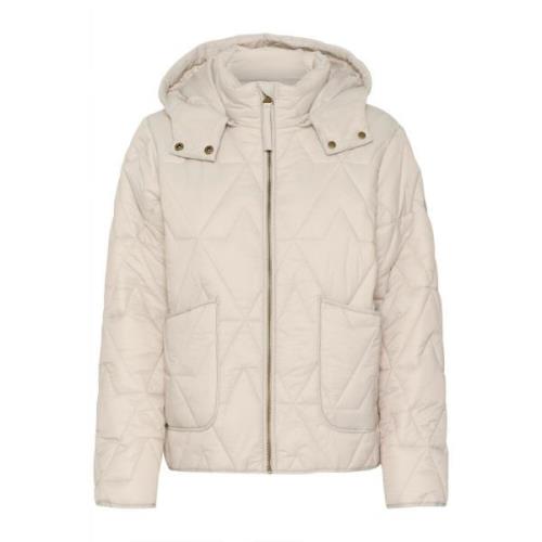 Cream Quiltad Kort Jacka Fjädergrå Gray, Dam