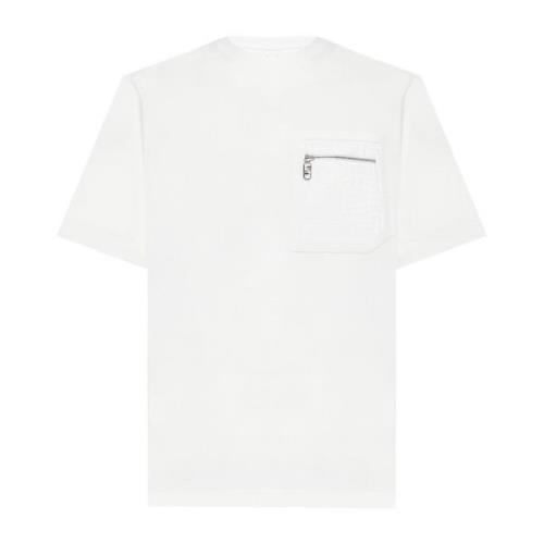 Fendi Vit Skater-Fit T-shirt med FF-ficka White, Herr