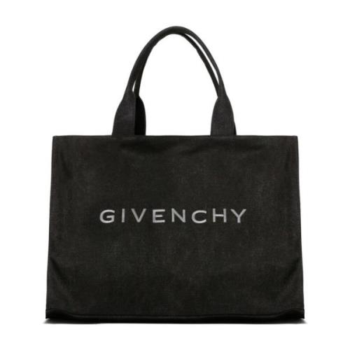 Givenchy Svart Logotyp Broderad Toteväska Black, Herr