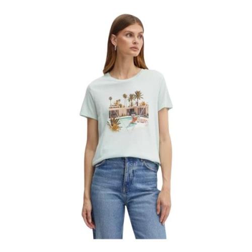 Guess Tryckt Strass T-shirt - Grön Blue, Dam