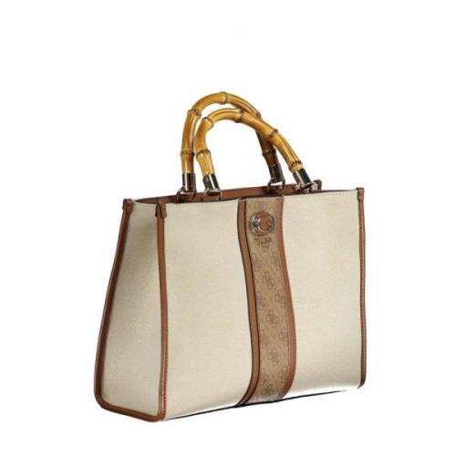 Guess Beige Cotton Handbag with Multiple Compartments Beige, Dam