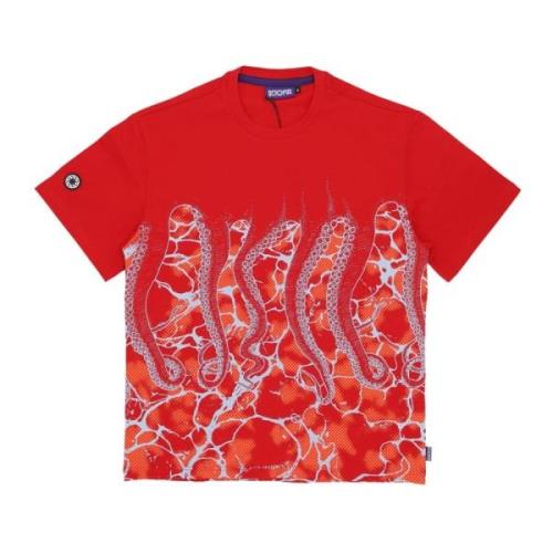 Octopus Röd Marmor Herr T-shirt Red, Herr