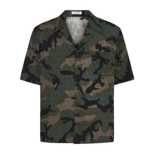 Valentino Iconographe Camouflage Silkeskjorta Green, Herr