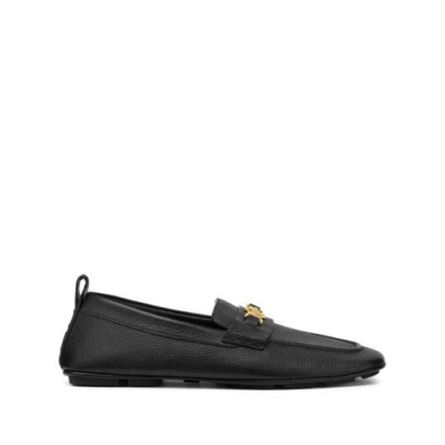 Versace Svart Läder Slip-On Sneakers Black, Herr