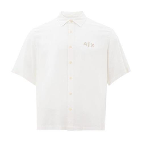 Armani Exchange Vit Viskos Skjorta Klassisk Stil White, Herr