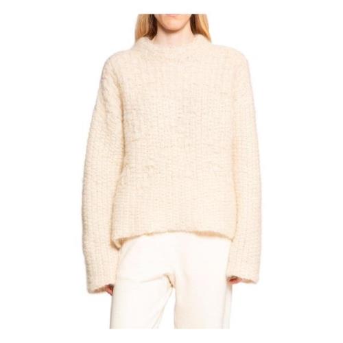 Jil Sander Alpacka Mohair Basketväv Stickad Tröja Beige, Dam