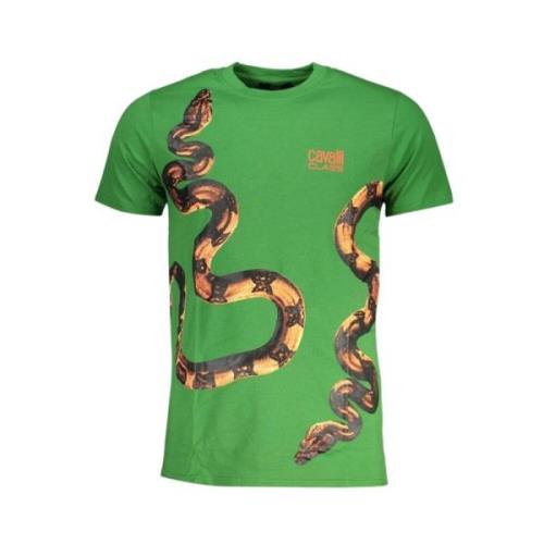 Cavalli Class Grön Bomull Logo Print T-shirt Green, Herr