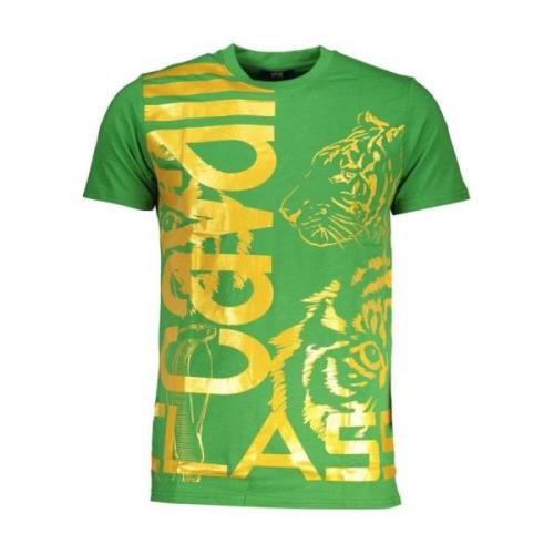 Cavalli Class Stilig Logo Tee Bomull Rund Hals Green, Herr