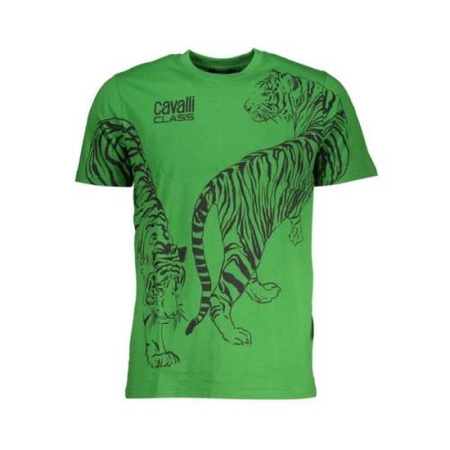 Cavalli Class Grön Bomull Logo Print T-shirt Green, Herr