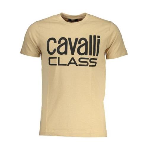 Cavalli Class Bomull Crew Neck T-Shirt Beige, Herr