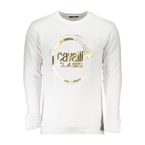 Cavalli Class Logo Print Crewneck Sweatshirt Borstad Bomull White, Her...