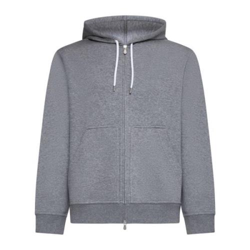 Brunello Cucinelli Mörkgrå Melange Hoodie Tröja Gray, Herr