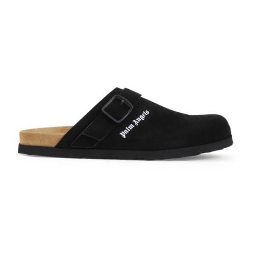 Palm Angels Svarta Mockamules Stiliga Slip-On Skor Black, Herr