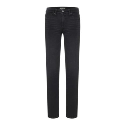 Cambio Mörk Denim Straight-Leg Jeans Black, Dam